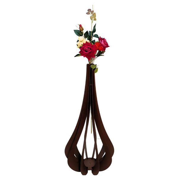 Vaso De Chão Decorativo Grande Mdf Ibiza Preto 60x30cm