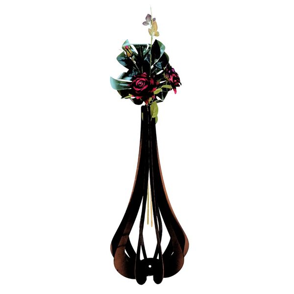 Vaso De Chão Decorativo Grande Mdf Ibiza Preto 75x37cm