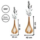 Vaso De Chão Decorativo Grande Mdf Ibiza Preto Kit Com 2 - 90