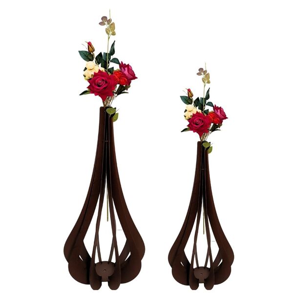 Vaso De Chão Decorativo Grande Mdf Ibiza Preto Kit Com 2 - 90