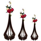 Vaso De Chão Decorativo Grande Mdf Ibiza Preto Kit Com 3 - 90