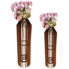 Vaso De Chão Decorativo Grande Mdf Penedo Marrom Kit Com 2 -