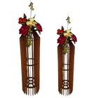 Vaso De Chão Decorativo Grande Mdf Penedo Marrom Kit Com 2 -