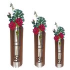 Vaso De Chão Decorativo Grande Mdf Penedo Marrom Kit Com 3 -