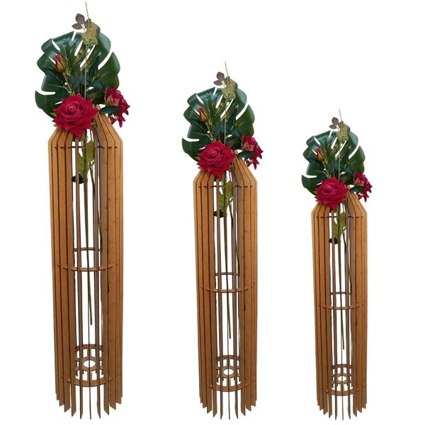 Vaso De Chão Decorativo Grande Mdf Penedo Mdf Cru Kit Com 3 -