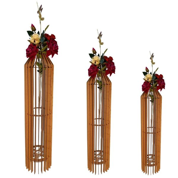 Vaso De Chão Decorativo Grande Mdf Penedo Mdf Cru Kit Com 3 -