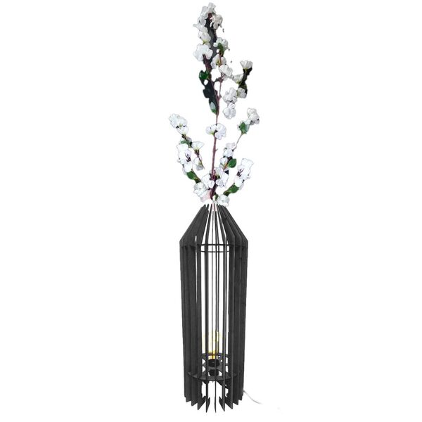 Vaso De Chão Decorativo Grande Mdf Penedo Preto 75x20cm