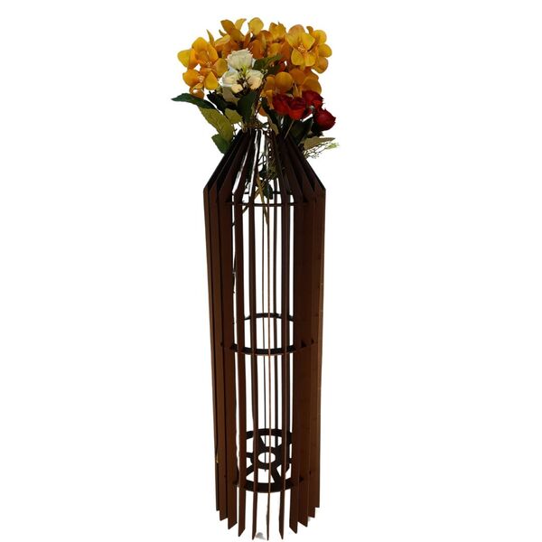 Vaso De Chão Decorativo Grande Mdf Penedo Preto 75x20cm