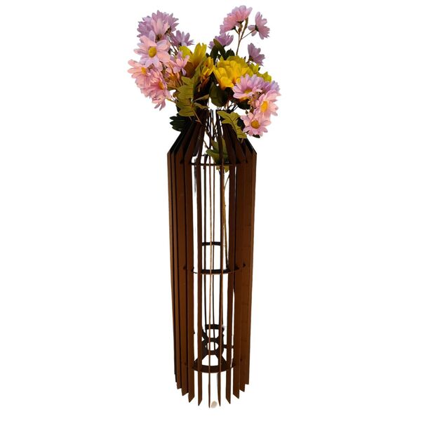 Vaso De Chão Decorativo Grande Mdf Penedo Preto 75x20cm