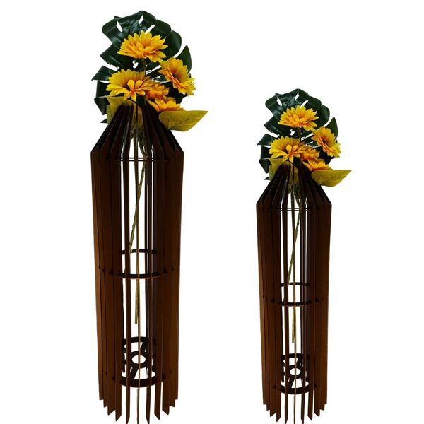 Vaso De Chão Decorativo Grande Mdf Penedo Preto Kit Com 2 - 9