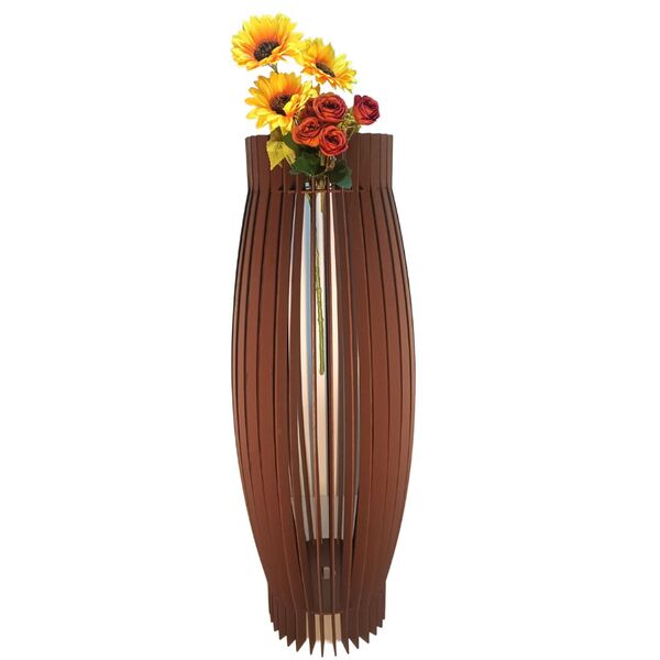 Vaso De Chão Decorativo Grande Obelisco Mdf Marrom