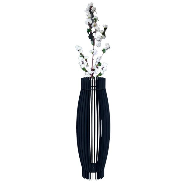 Vaso De Chão Decorativo Grande Obelisco Mdf Preto