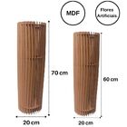 Vaso De Chão Decorativo Grande Torre - Marrom Kit Com 2 - 70x