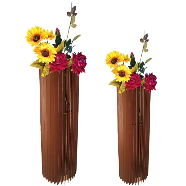 Vaso De Chão Decorativo Grande Torre - Marrom Kit Com 2 - 70x