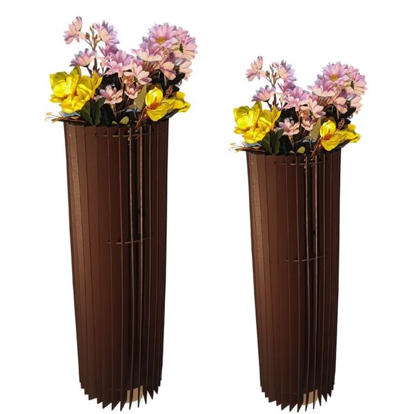 Vaso De Chão Decorativo Grande Torre - Preto Kit Com 2 - 70x2