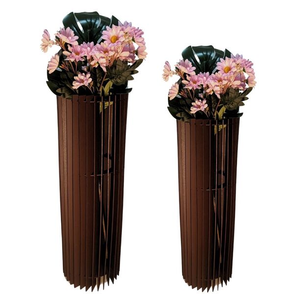 Vaso De Chão Decorativo Grande Torre - Preto Kit Com 2 - 70x2