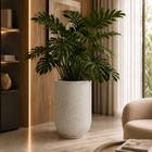 Vaso de Chão Extra Grande  em Resina 59x35cm com prato Granito 7890 Garden