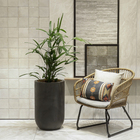 Vaso de Chão Extra Grande em Plástico 63x40cm com Prato Preto Decô Vasart