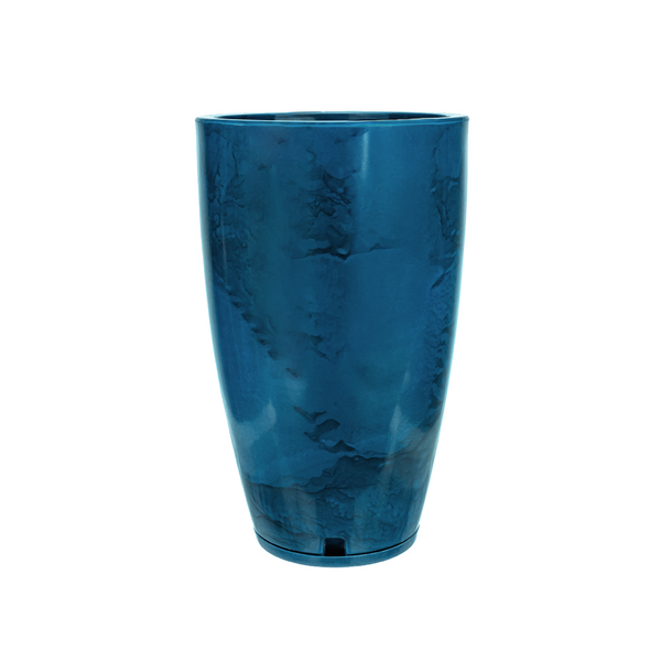 Vaso de Chão Extra Grande em Plástico 65x41cm com Prato Azul Amsterdã Floridis