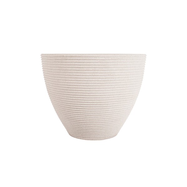 Vaso de Chão Grande Plástico 36x46x46cm Branco Mármore Cone Baixo Vasap Design