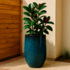 Vaso de Chão Jumbo (acima de 71cm) Cerâmica Moderno 80x51 Azul Petróleo
