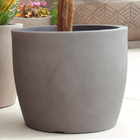 Vaso de Chão Médio Plástico 28x33,5cm Cimento Queimado Liso Redondo Japi