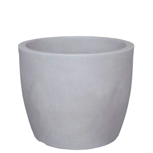 Vaso de Chão Médio Plástico 33,5x42cm Cimento Queimado Liso Redondo Japi