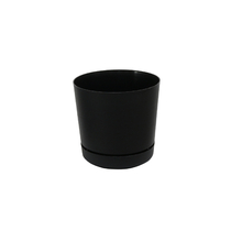 Vaso de Chão Pequeno Plástico  14,5x15cm com Prato Preto RIO Vasart