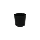 Vaso de Chão Pequeno Plástico  9,8x10,5cm com Prato Preto RIO Vasart
