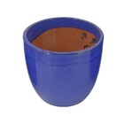 Vaso de Chão Vietnamita Grande em Cerâmica 33x36cm Azul Rico Ts Brasil