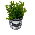 Vaso De Cimento Branco E Preto Com Planta Artificial