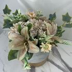 Vaso De Cimento Luxo Com Listra Dourada E Flores Artificiais