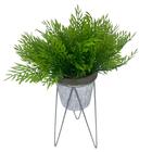 Vaso De Cimento Mosaico Com Planta E Tripé Alto De Metal