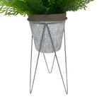 Vaso De Cimento Mosaico Com Planta E Tripé Alto De Metal