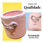 Vaso De Cimento Vintage Passáro Rosa - Estilo Barro