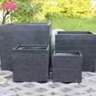 Vaso De Composto Mineral Grafite Quadrado 22x24cm