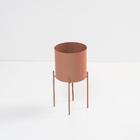 Vaso De Ferro Vintage Decorativo Linhas M Terracota