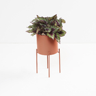 Vaso De Ferro Vintage Decorativo Linhas M Terracota