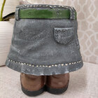 Vaso De Jardim Valence Em Resina Saia Jeans 20x15x23cm