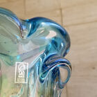 Vaso De Murano Com Aspente São Marcos - Cristal Azul E Âmbar