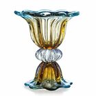 Vaso De Murano Com Base São Marcos - Cristal Azul E Âmbar