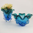 Vaso De Murano Cristais São Marcos - Azul E Verde Esmeralda