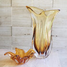 Vaso De Murano Moderno - Cristais São Marcos Cor Âmbar