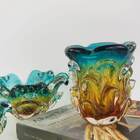 Vaso De Murano São Marcos - Cristal Esmeralda E Âmbar 17cm