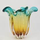 Vaso De Murano São Marcos - Cristal Esmeralda E Âmbar 22cm