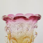 Vaso De Murano São Marcos - Cristal Rosa E Âmbar 20cm