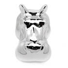 Vaso De Parede Cachepot Hipopótamo Prateado Porcelana