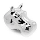 Vaso De Parede Cachepot Hipopótamo Prateado Porcelana