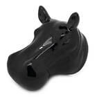 Vaso De Parede Cachepot Hipopótamo Preto Cerâmica - Grande