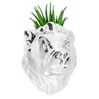 Vaso De Parede Cachepot Leão Prateado Porcelana